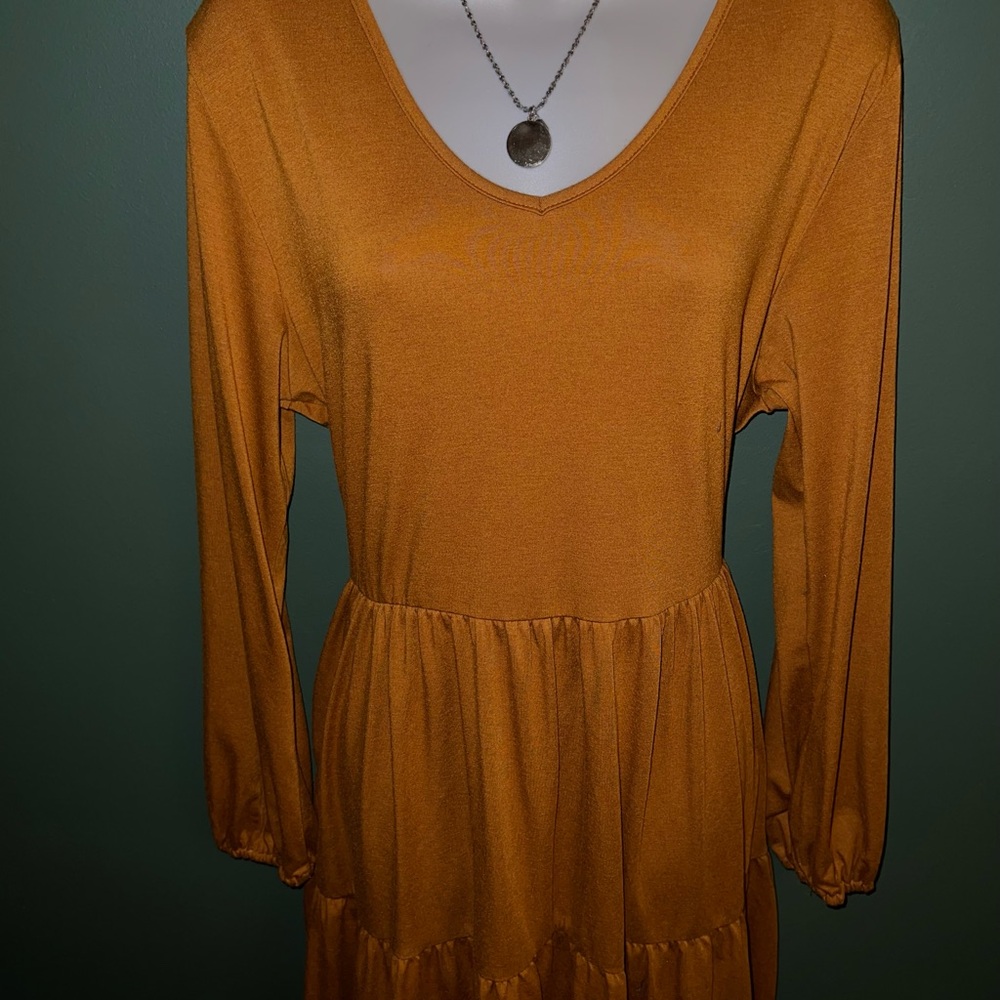 Source Unknown Mustard Long Sleeve Dress